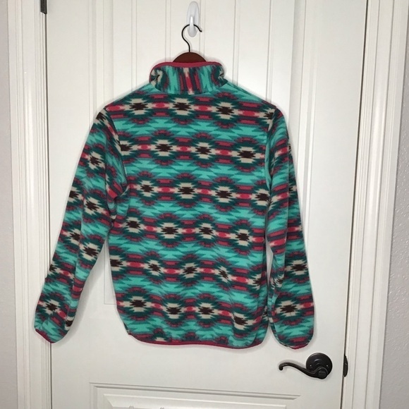 Patagonia Synchilla Wild Desert: Beryl Green Aztec Print SnapT Fleece Size Small - Picture 5 of 10